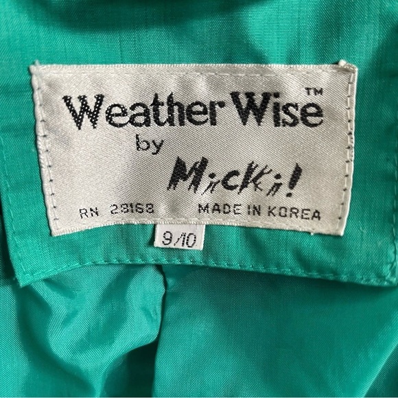 Vintage 80s Micki Green Long Raincoat Belt Lined Quilted Korea 9 10 Medium - Picture 11 of 11